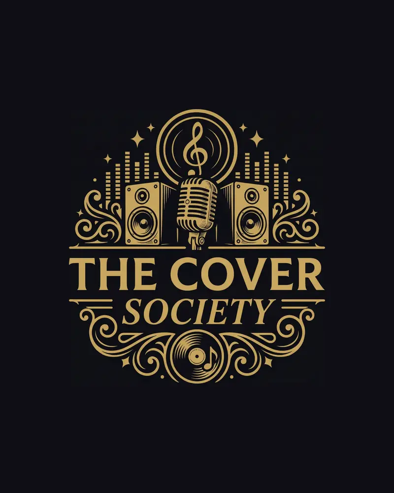 The Cover Society emblem: two speakers, a microphone and a record